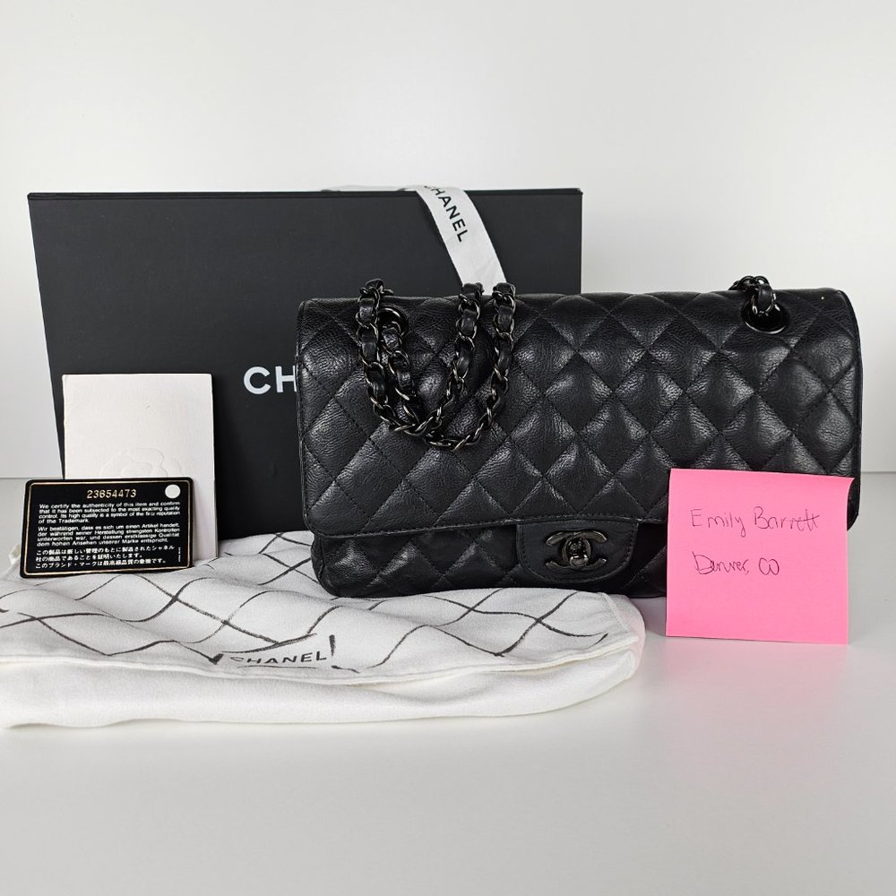 Chanel So Black Medium Calfskin Classic Flap Shoulder Bag - Picture 2 of 11